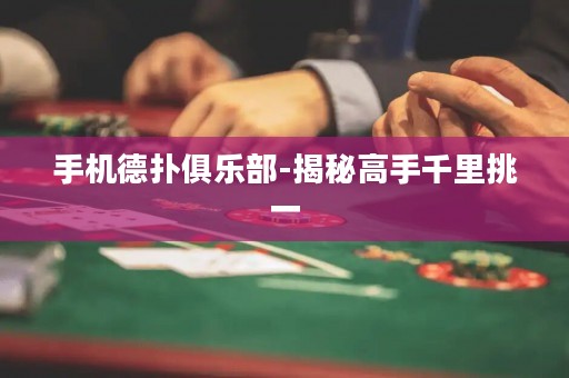 手機(jī)德?lián)渚銟凡?揭秘高手千里挑一